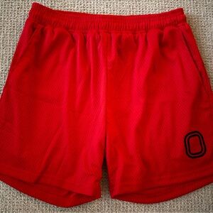 Red Athletic Mesh Training Shorts with Elastic Waist